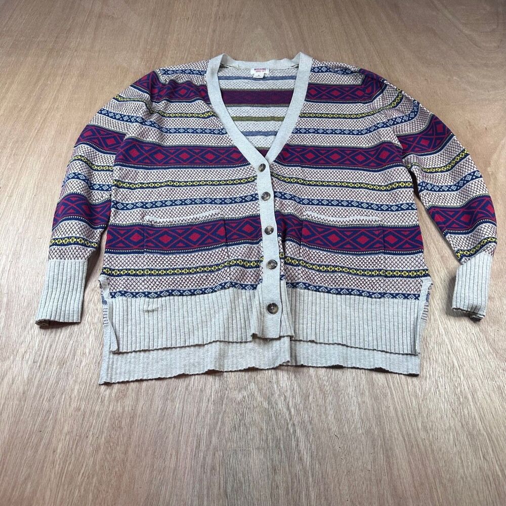 Mossimo Supply Co Cardigan Sweater Women’s Medium 100% Cotton Fair Isle